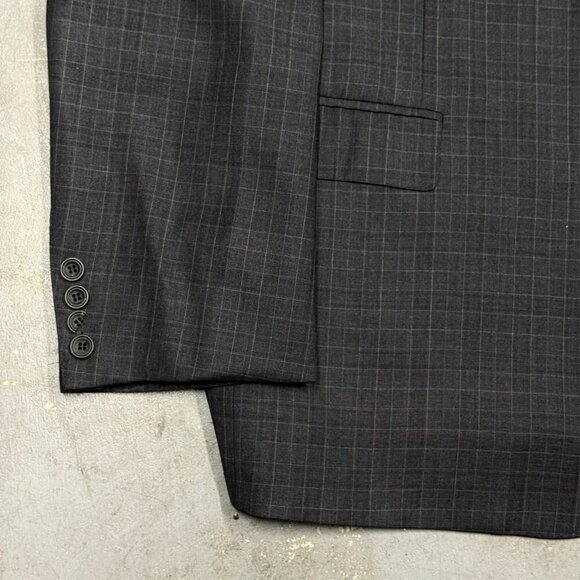Samuelsohn Loro Piana Blazer Check Super 130's Wool Grey Sport Coat 46R - Picture 3 of 11